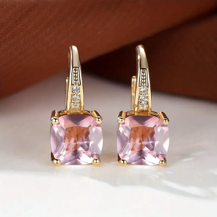 Elegante mystische Steine Gold Creolen