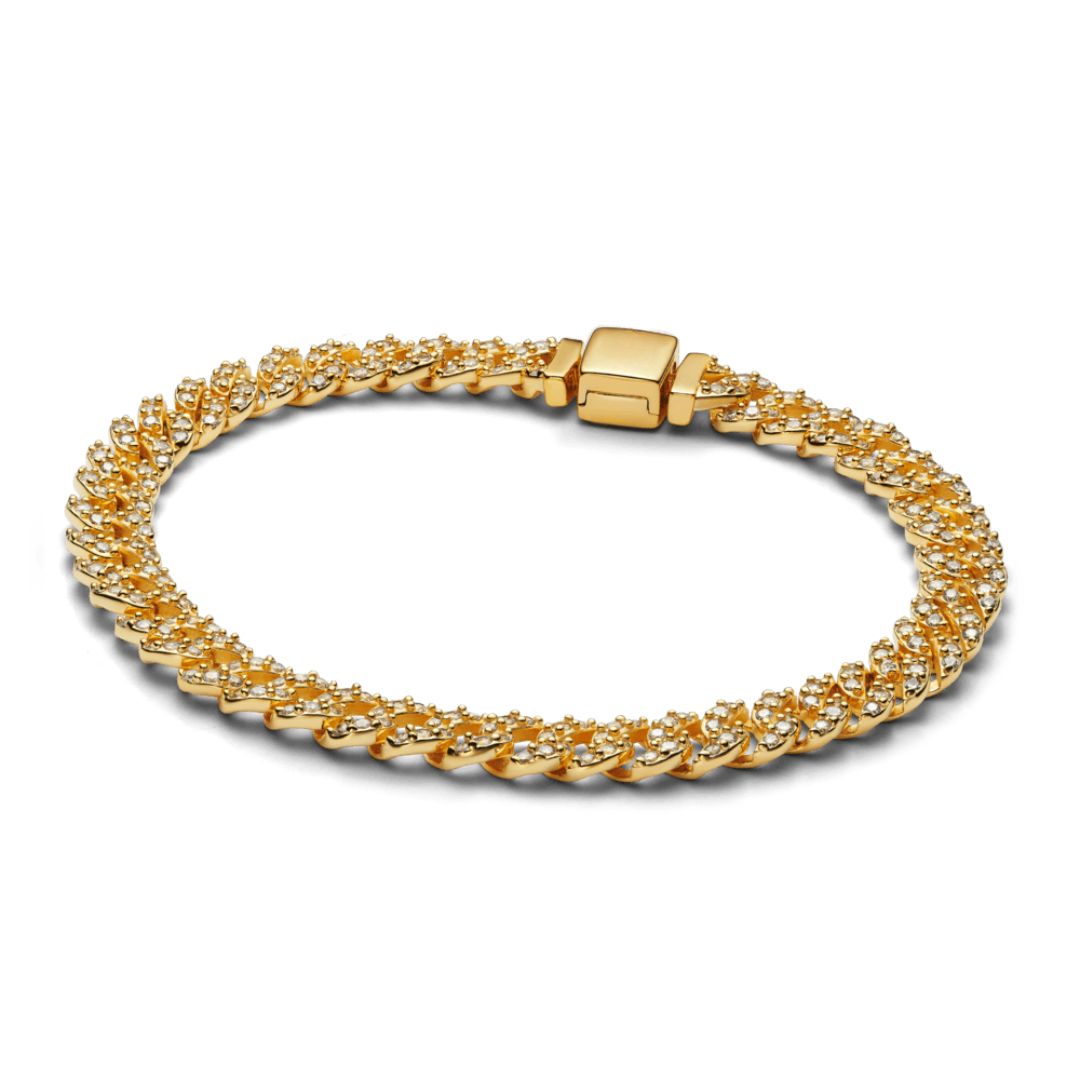 Zeitloses kubanisches Armband aus Gold mit Pavé-Besatz