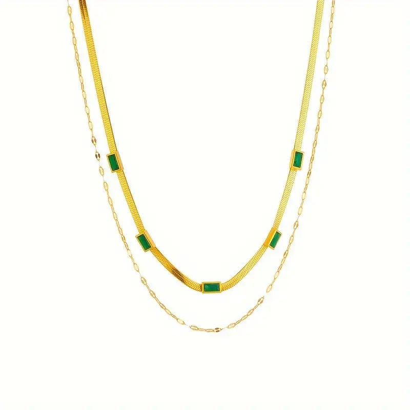 Retro-Doppelschicht-Halsband Sorella Gem | Gold
