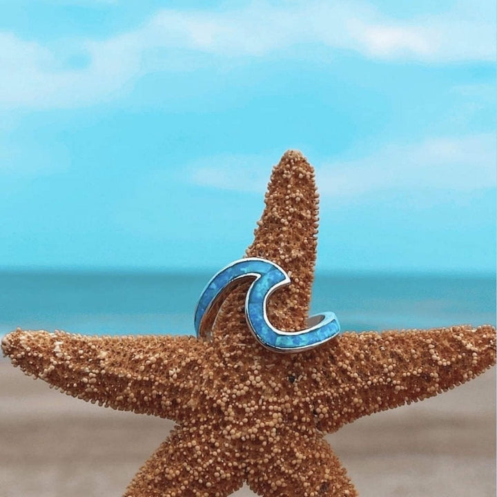 Silberblauer Opal Wellenring