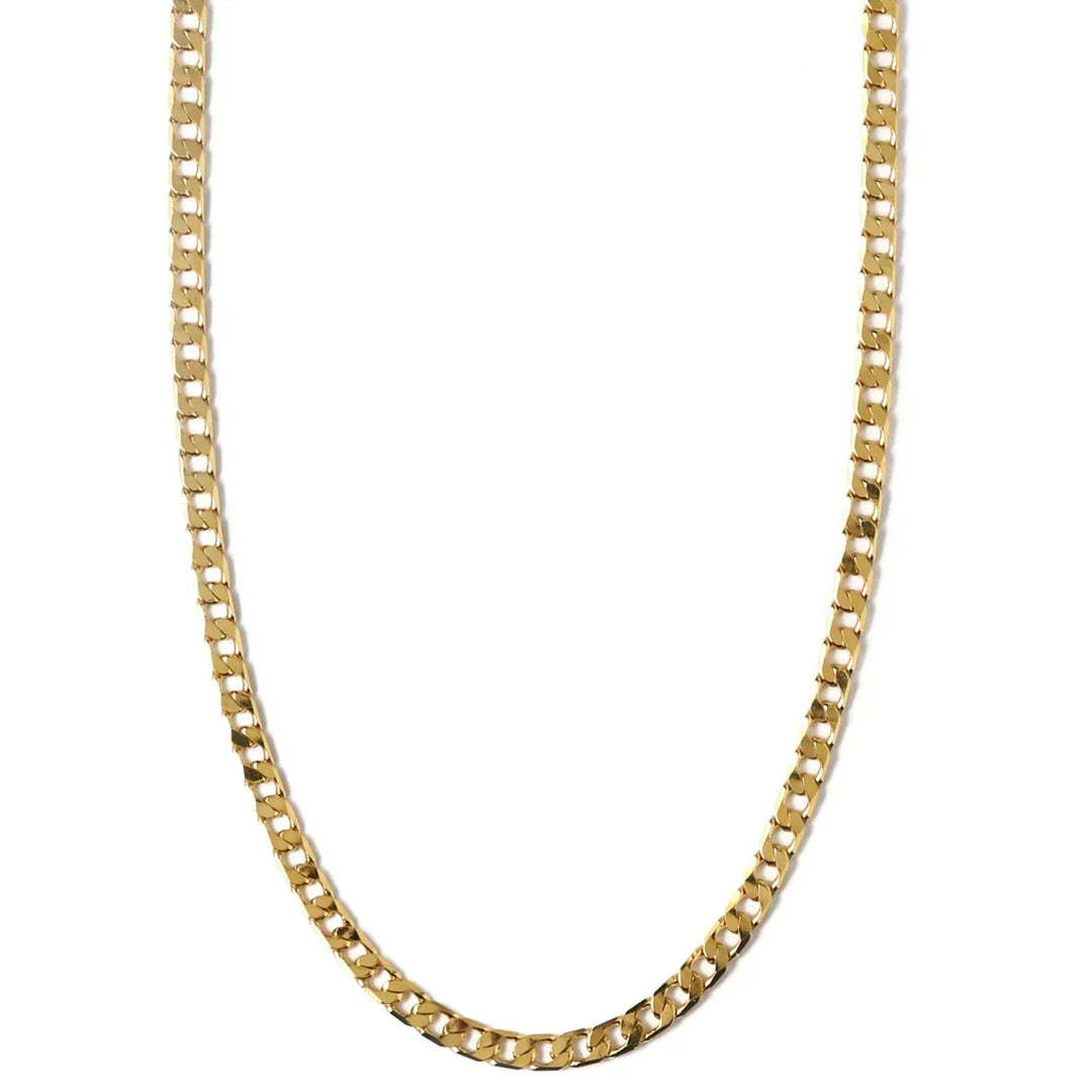 Vintage-Halskette mit flachen Gliedern und Gold-Panzerkette