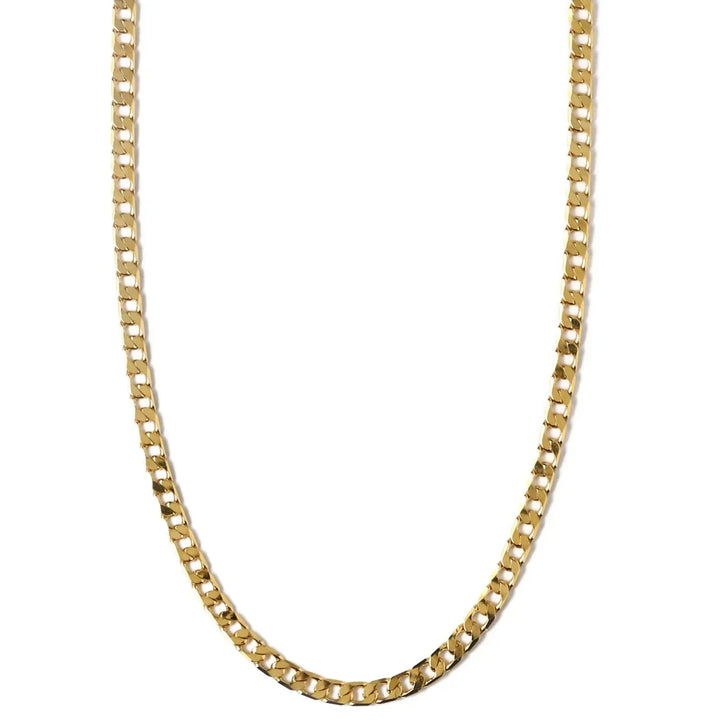 Vintage-Halskette mit flachen Gliedern und Gold-Panzerkette