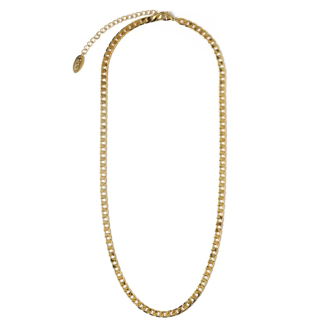 Vintage-Halskette mit flachen Gliedern und Gold-Panzerkette