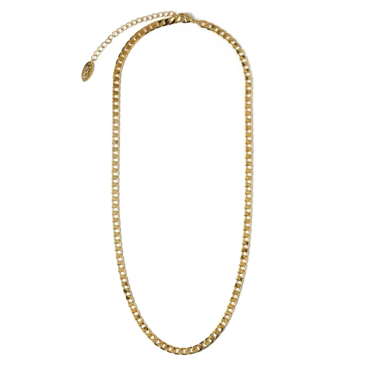 Vintage-Halskette mit flachen Gliedern und Gold-Panzerkette