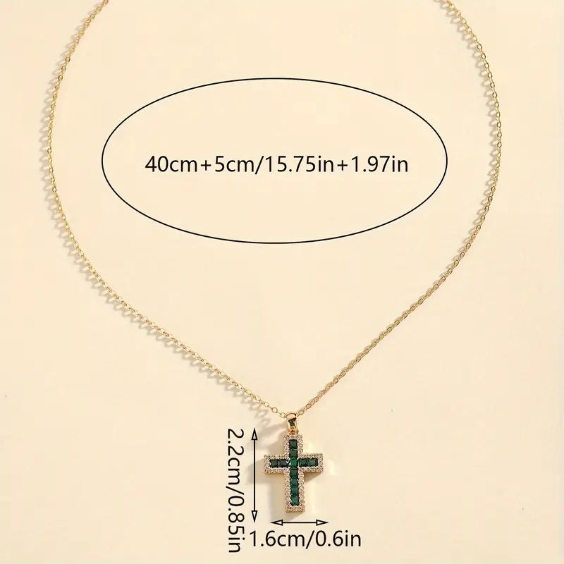 Smaragd Kreuzanhänger Solene | Gold