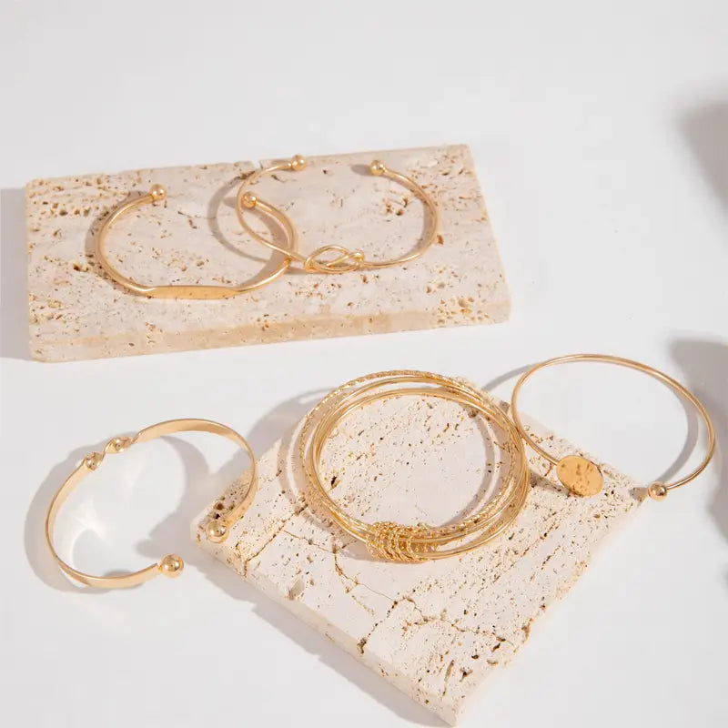 Anspruchsvolles, geknüpftes, elegantes Goldarmband-Set