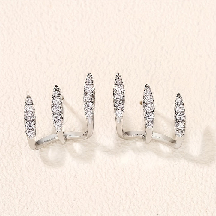 Elegante Strass Dreikrallen Ohrringe