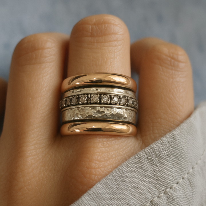 Dicker Vintage Ring aus Gold und Silber