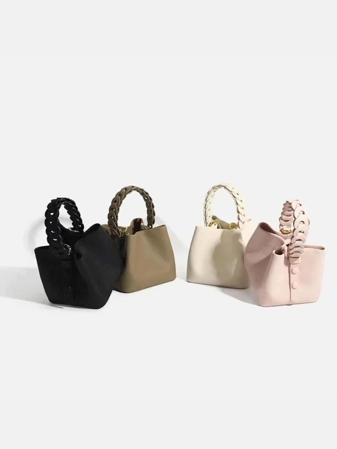 Solene strukturierte Handtasche mit geflochtenem Henkel foto 6