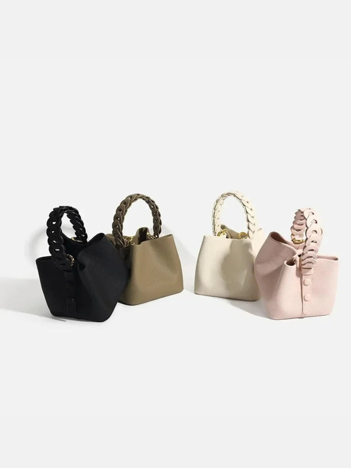 Solene strukturierte Handtasche mit geflochtenem Henkel foto 6