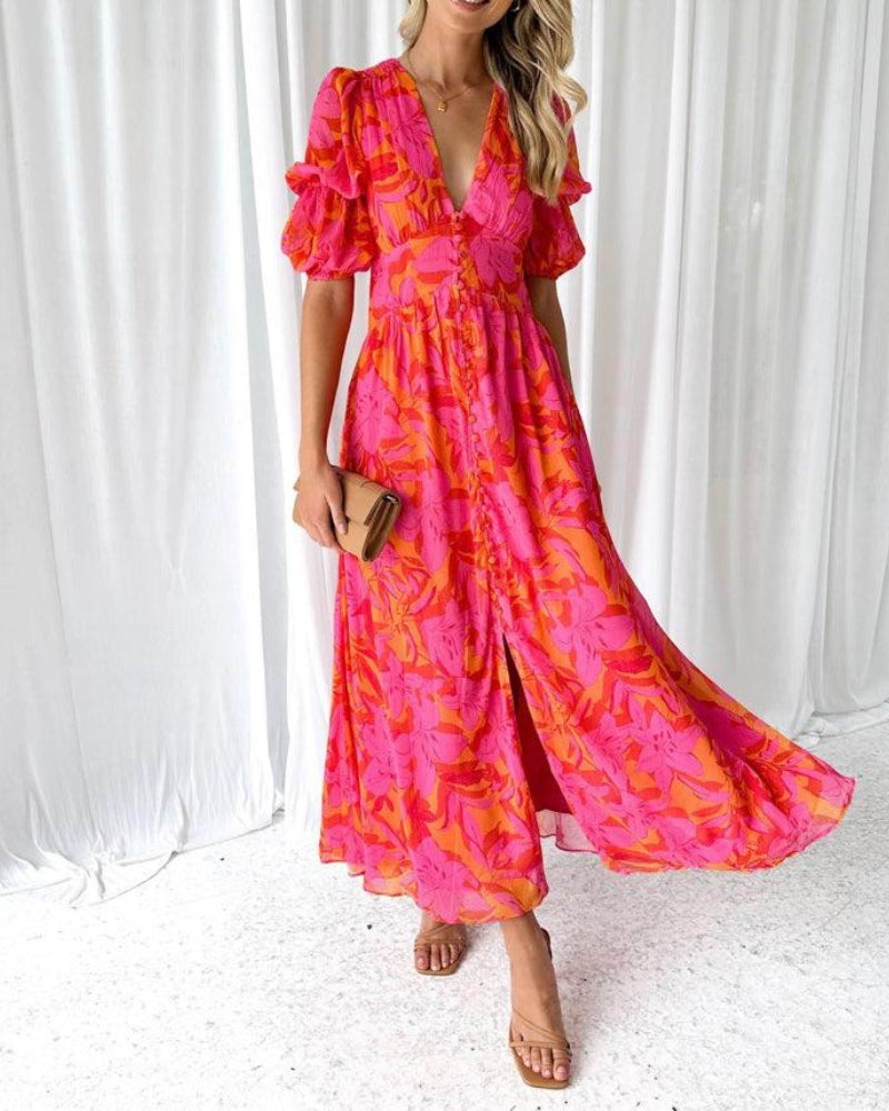Amara Maxikleid mit V-Ausschnitt für Hochzeitsgäste foto 1