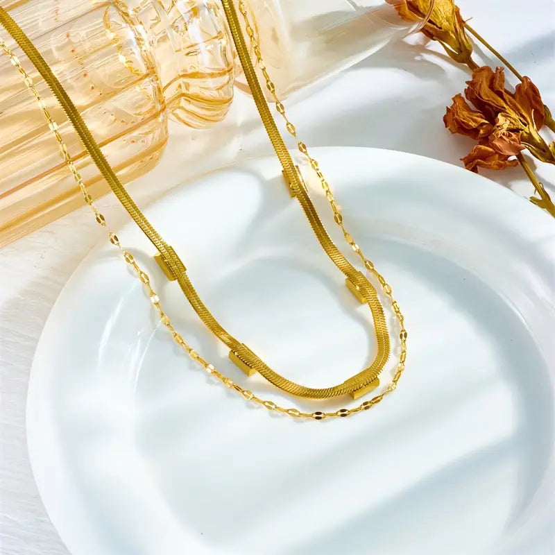 Retro-Doppelschicht-Halsband Sorella Gem | Gold