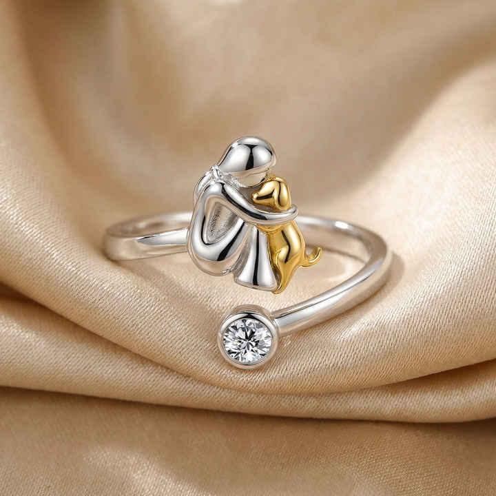 Hund Umarmung 925 Sterling Silber mit Zirkonia