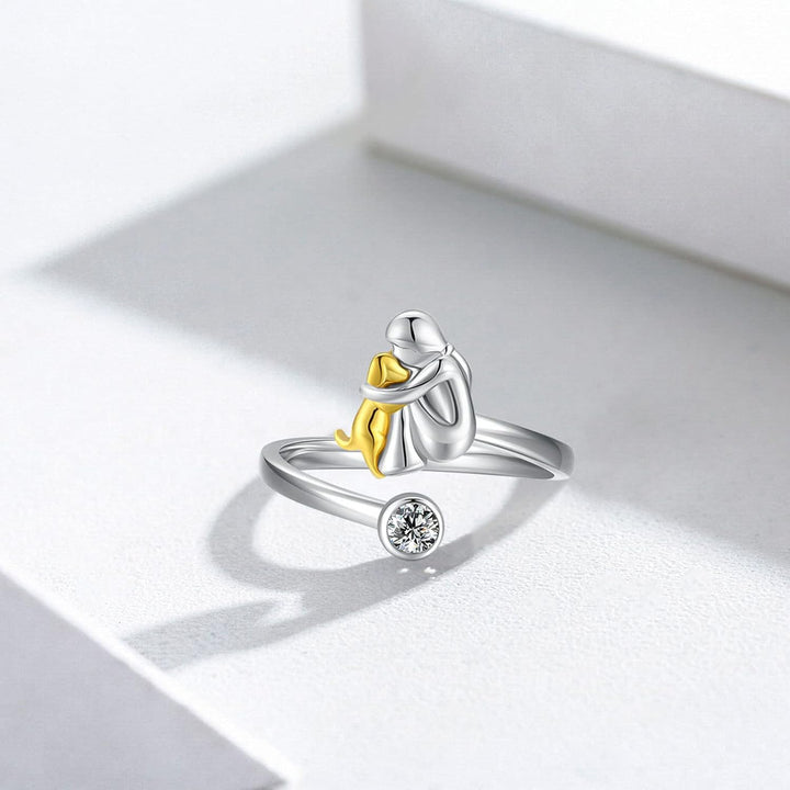 Hund Umarmung 925 Sterling Silber mit Zirkonia