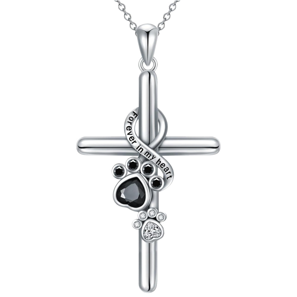 925 Sterling Silber Pfote Kreuz Halskette