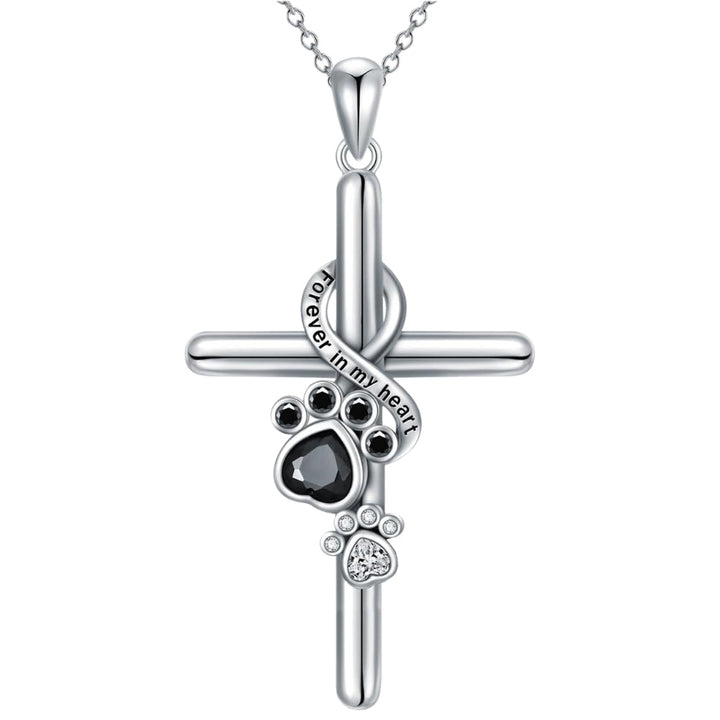 925 Sterling Silber Pfote Kreuz Halskette