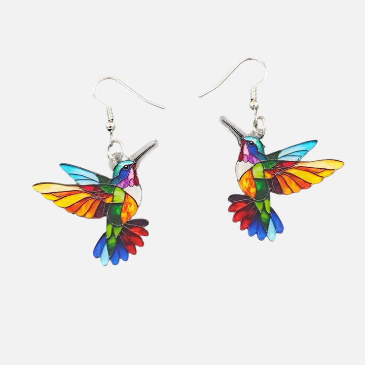 Regenbogen Kolibri Statement Ohrringe