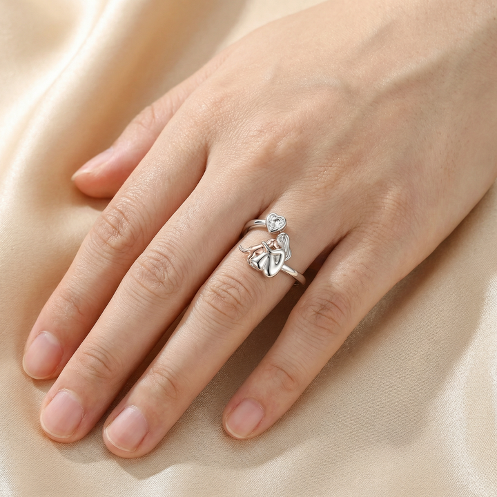 Verstellbarer 925 Silber Hund Ring