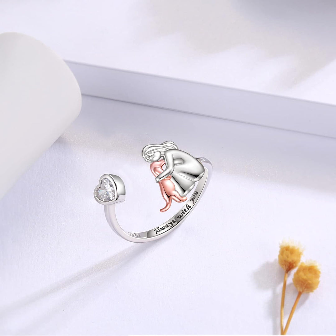 Verstellbarer 925 Silber Hund Ring