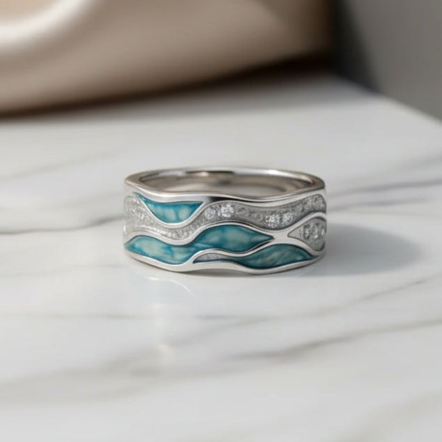 Eleganter Türkis Silber Wellenring