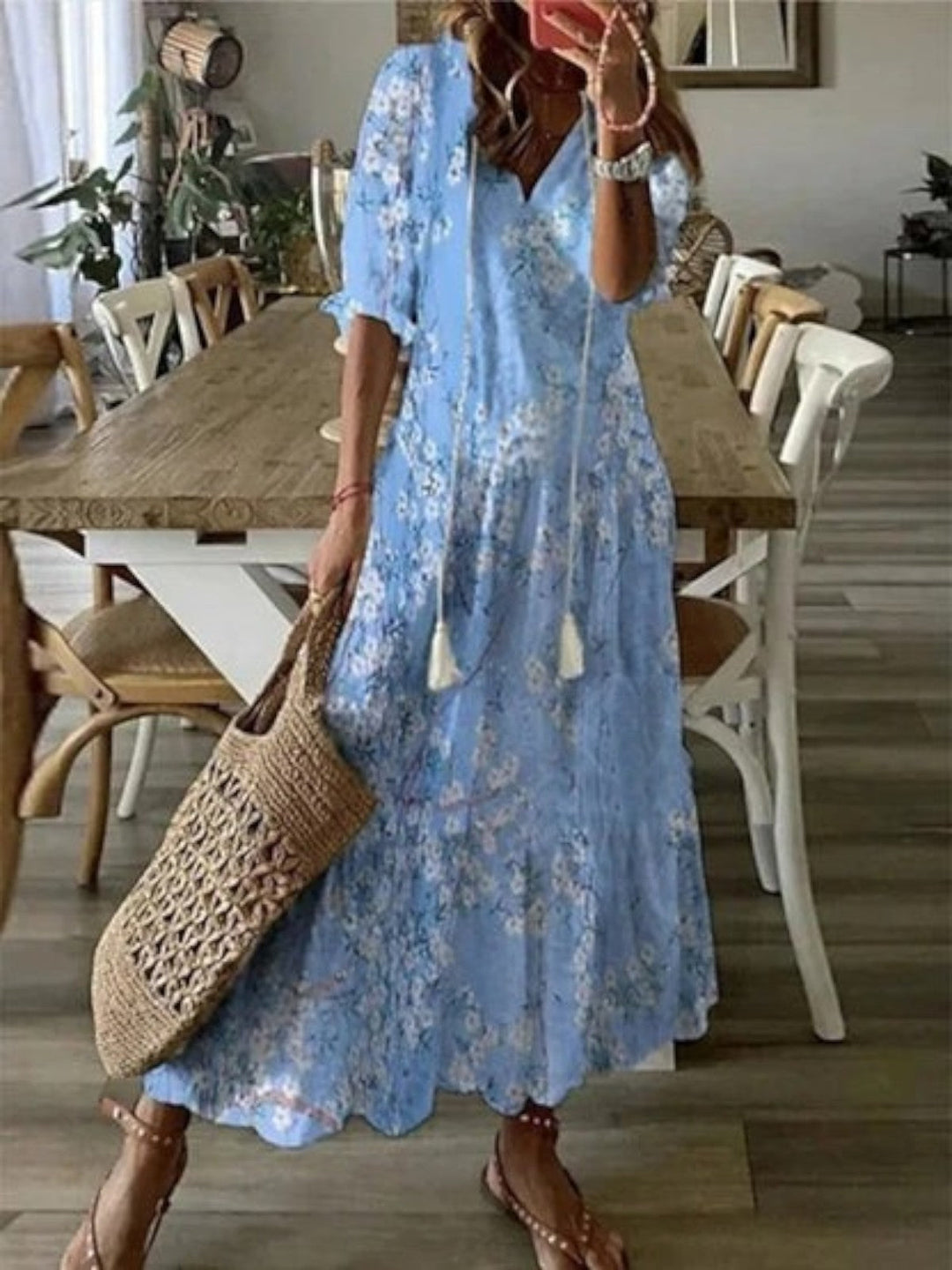 Poppy Boho Strandkleid mit V-Ausschnitt foto 5