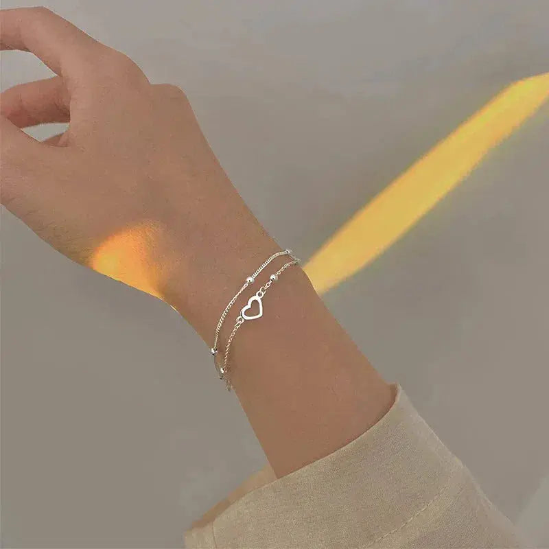 Silberarmband mit Herz und Individuell Anpassbarer Passform