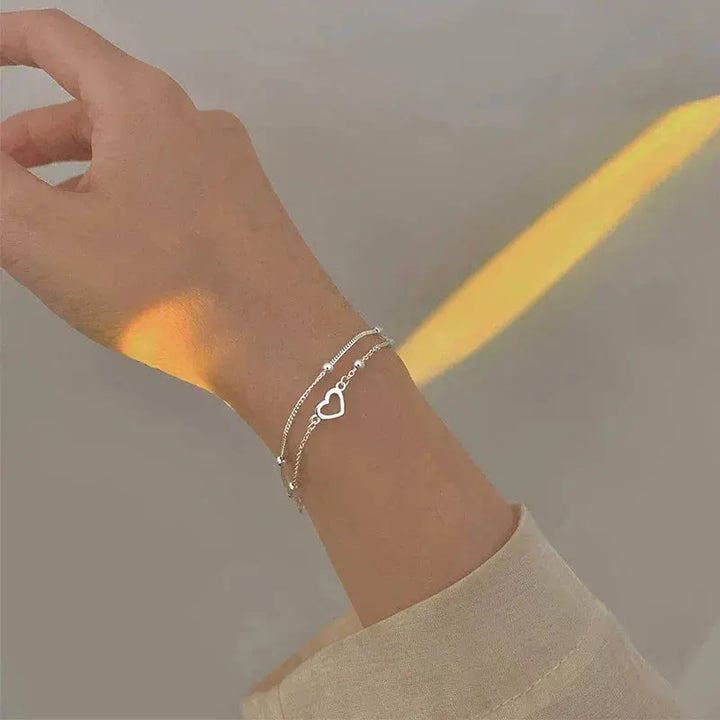 Silberarmband mit Herz und Individuell Anpassbarer Passform