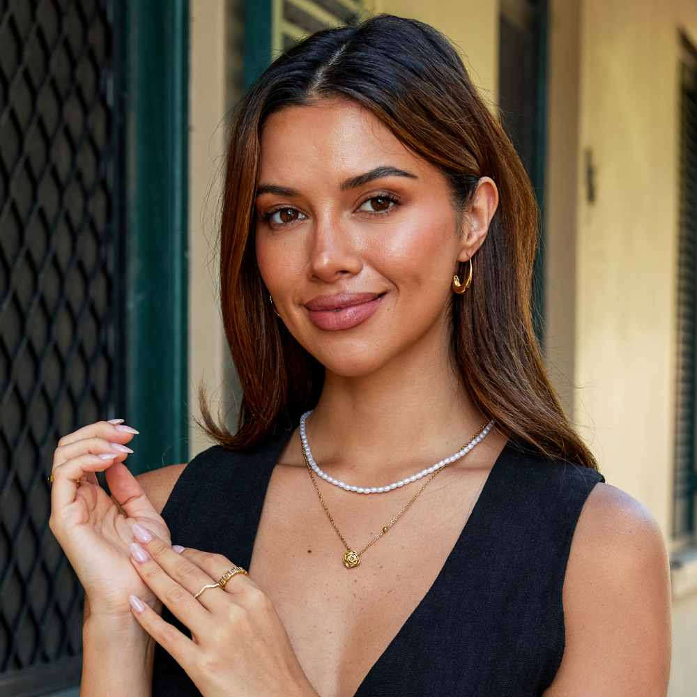 Goldene Rosenanhänger Halskette