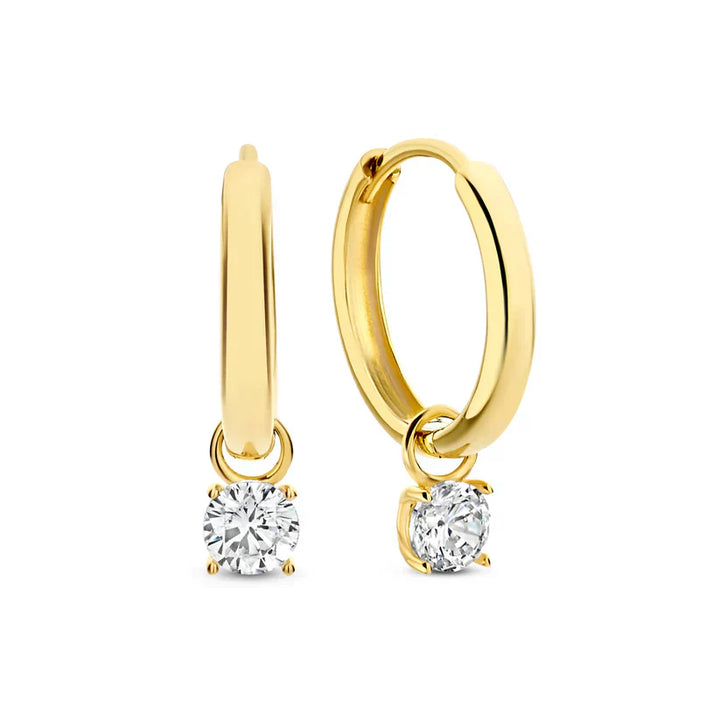 Elegantes Set aus Larmes de Lune Gold-Steinohrringen
