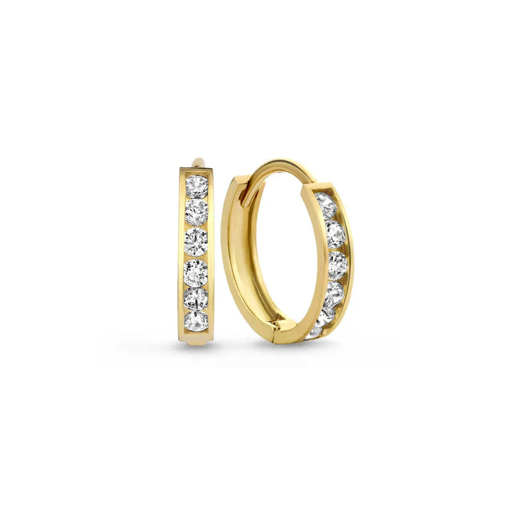 Elegantes Brillane Gold-Ohrring-Set mit Steinen