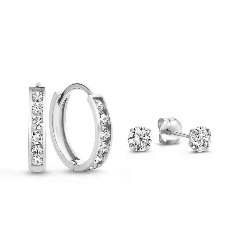Elegantes Brillane Gold-Ohrring-Set mit Steinen