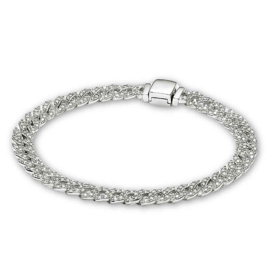 Zeitloses kubanisches Armband aus Gold mit Pavé-Besatz