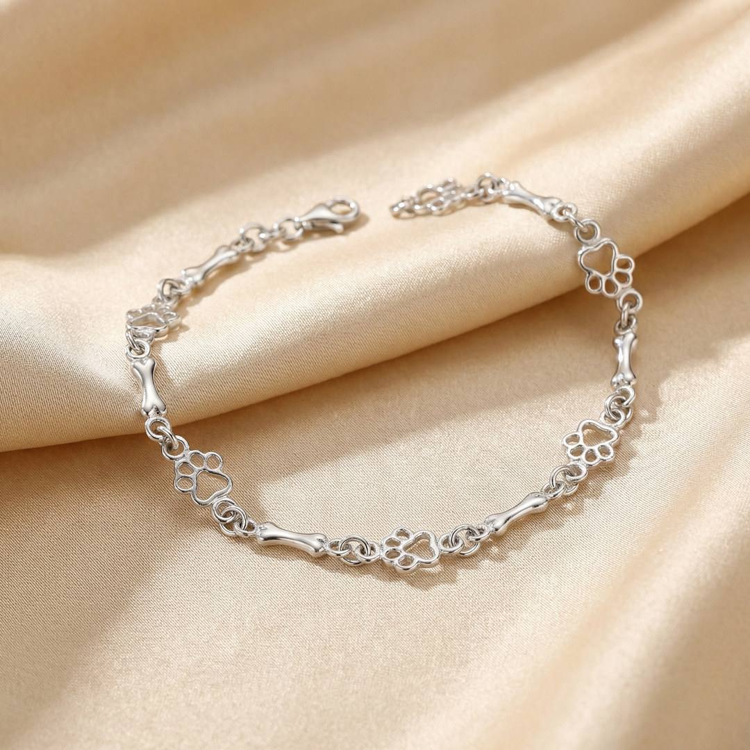 Limitierte Reinsilber Pfote Knochen Armband