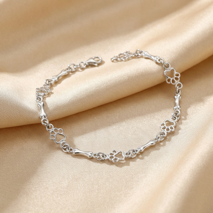 Limitierte Reinsilber Pfote Knochen Armband