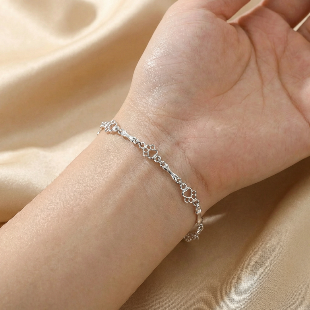 Limitierte Reinsilber Pfote Knochen Armband