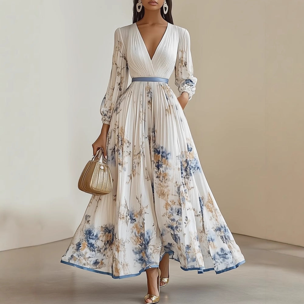 Florentina Maxikleid mit V-Ausschnitt und Blumenprint foto 1