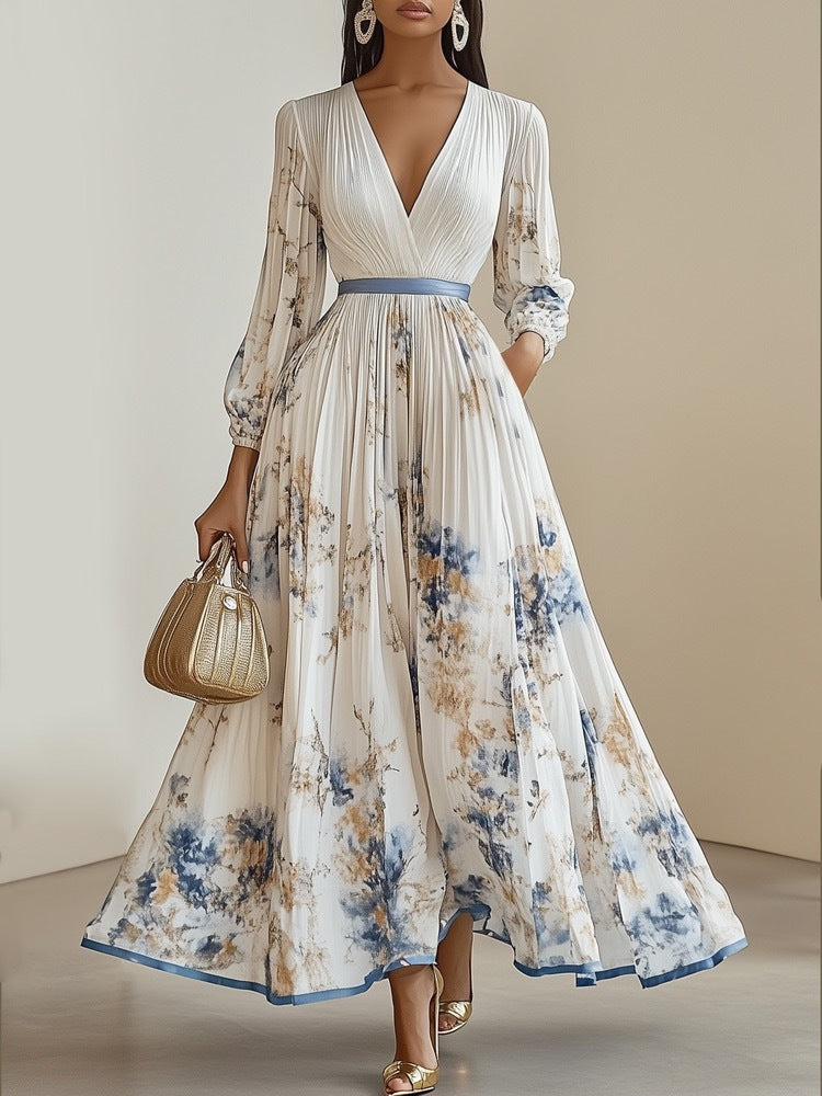 Florentina Maxikleid mit V-Ausschnitt und Blumenprint foto 8