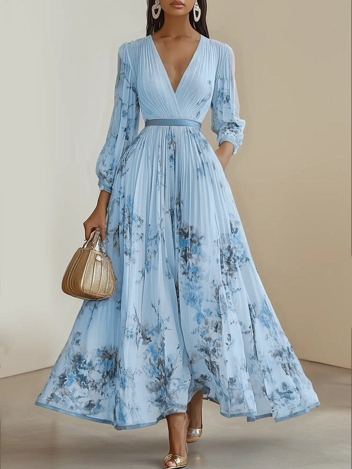 Florentina Maxikleid mit V-Ausschnitt und Blumenprint foto 7