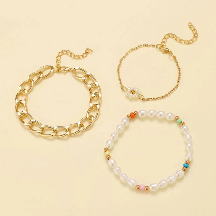 Set aus Gänseblümchen Perlenarmbändern