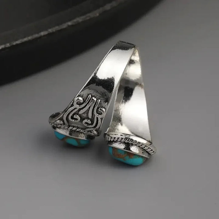 Eleganter Vintage-Türkis-Kreuzbandring