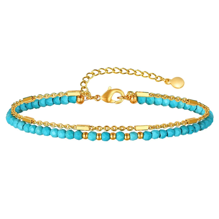 Zeitloses Gold Doppelketten-Türkisarmband