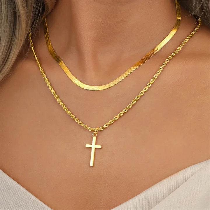 Unisex Goldene Kreuz Halskette