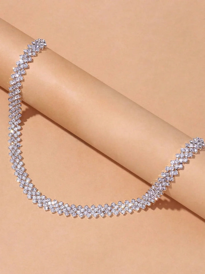 Elegante Strass Kragen Halskette