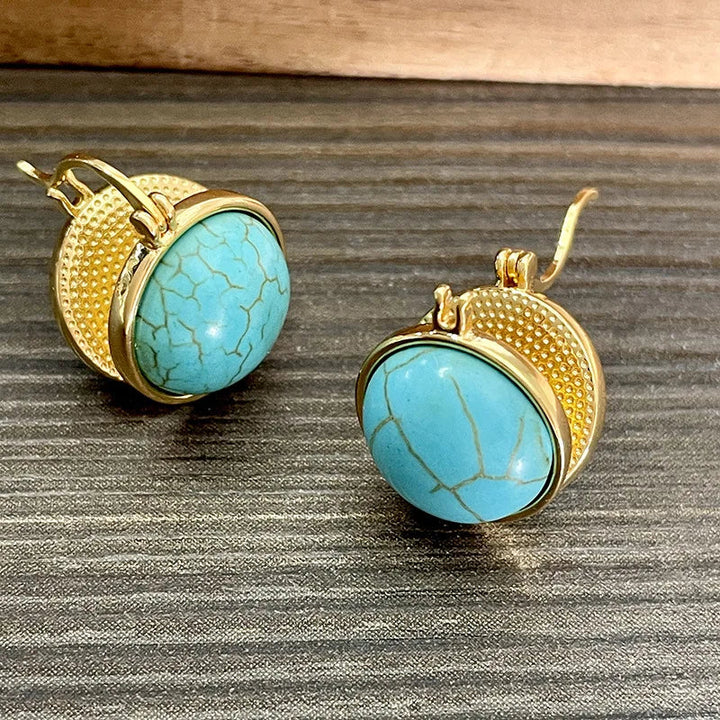Elegante Vintage Geometrische Türkis Ohrstecker