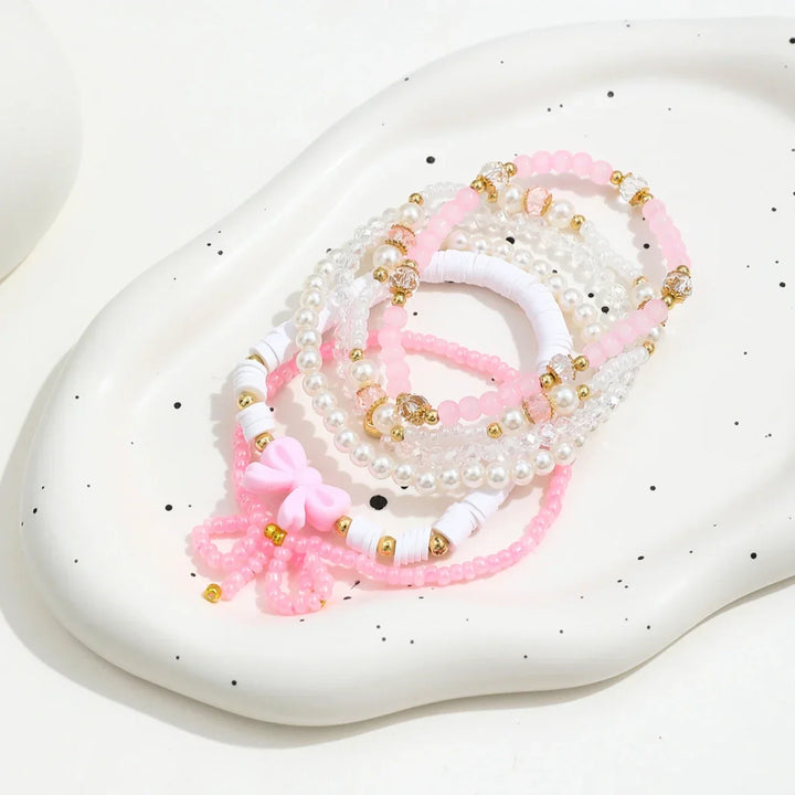 Perlen Liebe Schleifen Armband Set
