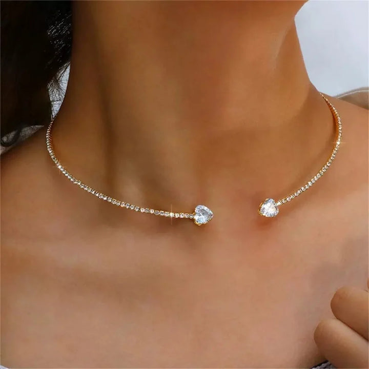 Kristall Herz Choker Halskette