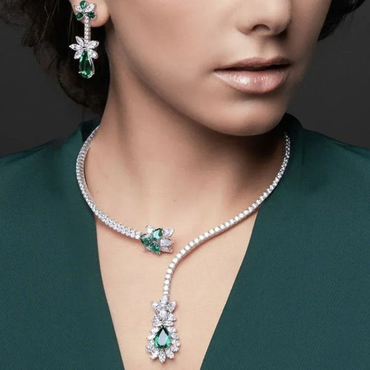 Vintage Smaragdblüten Halskette