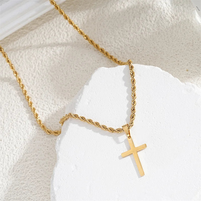 Unisex Goldene Kreuz Halskette