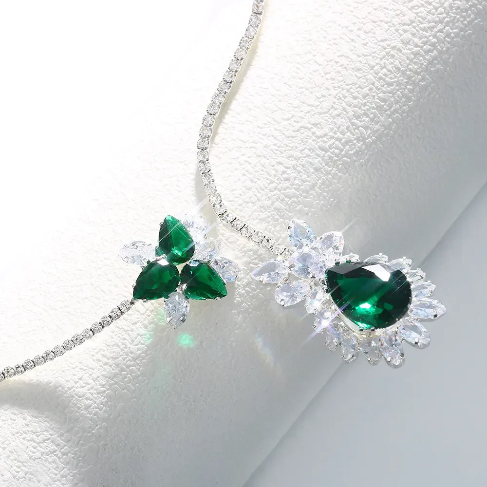 Vintage Smaragdblüten Halskette