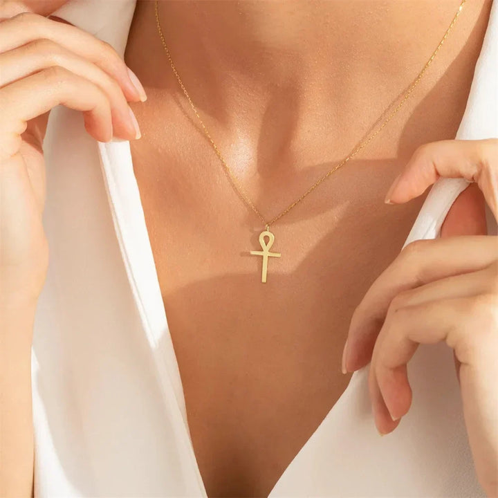 Goldener Ankh Anhänger Halskette